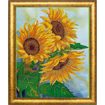 «Светлица» набор для вышивания бисером №511 «Подсолнухи» бисер Чехия 24x30 см