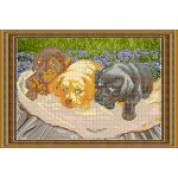 «Светлица» набор для вышивания бисером №060 «Три щеночка» бисер Чехия 34x22,8 см