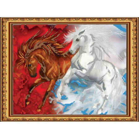 Набор для вышивания бисером №118 «Она и он» бисер Чехия 39,9x30,1 см