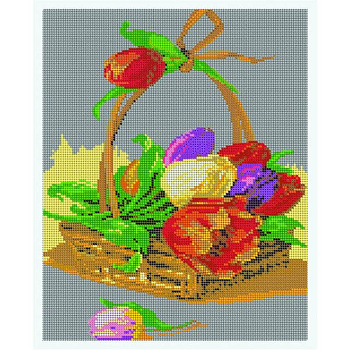 ВЛ-131П 'Корзина с тюльпанами' 24x30 см набор для вышивания чешским бисером 'Вышивочка'