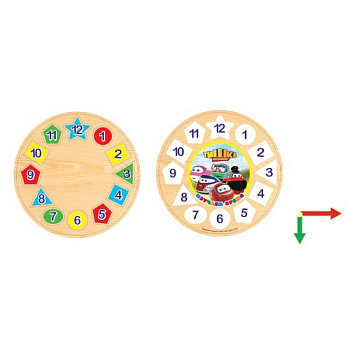 Пазл 'Тишка Паровозик. Часы с геометрией и цифрами'